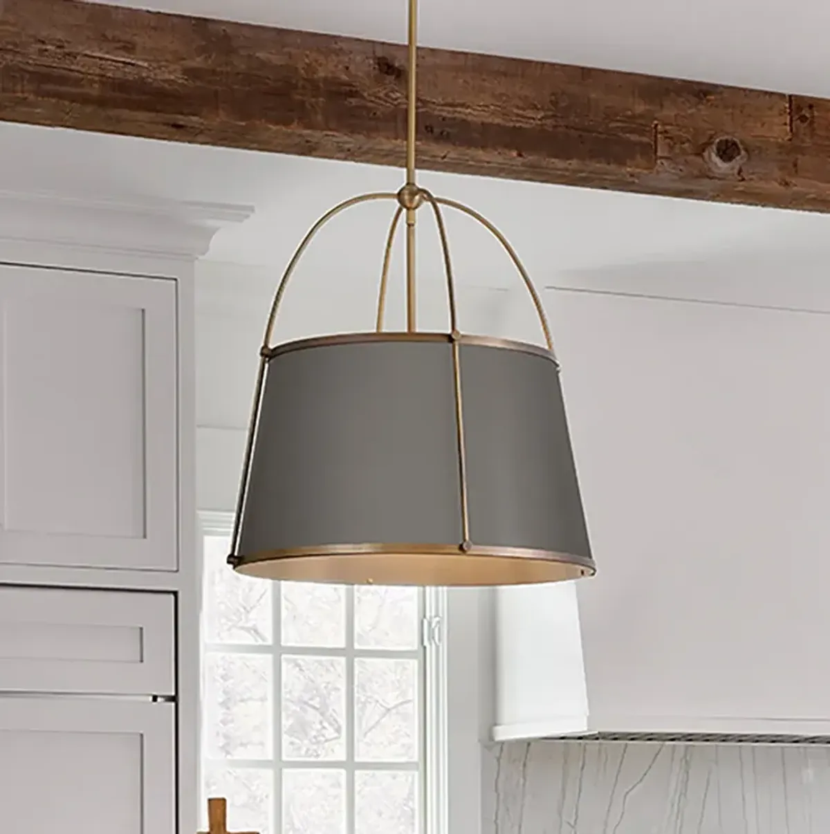 Hinkley Clarke 16 1/4" Wide Brass and Gray Pendant Light