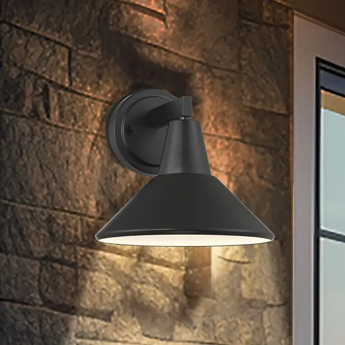 The Great Outdoors Bay Crest 1-Light 8.88-in Coal Black Outdoor Wall Light