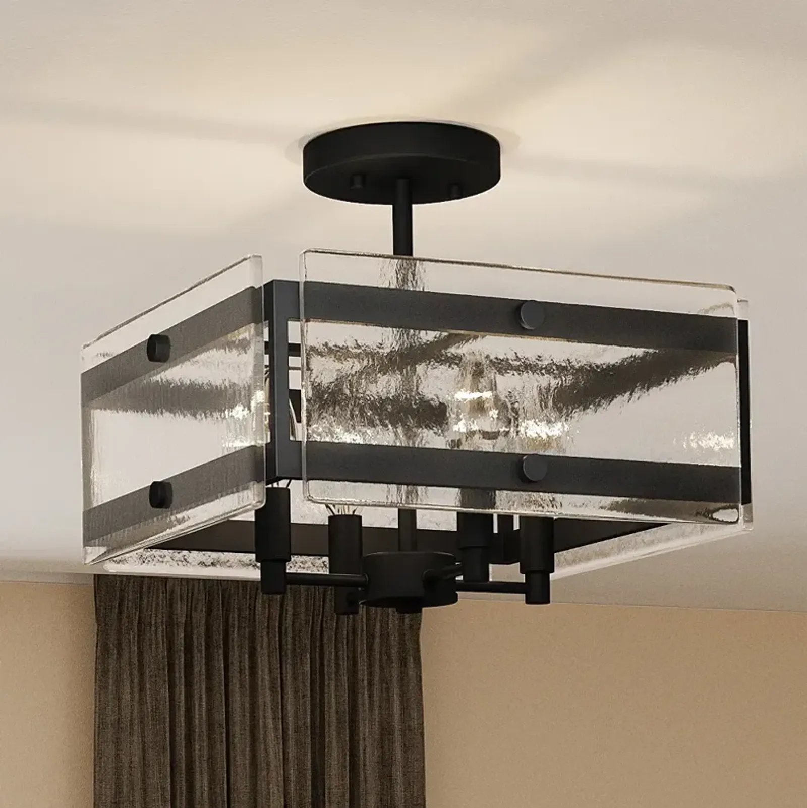 Quoizel Lancer 15" Wide 4-Light Earth Black Semi-Flush Ceiling Light