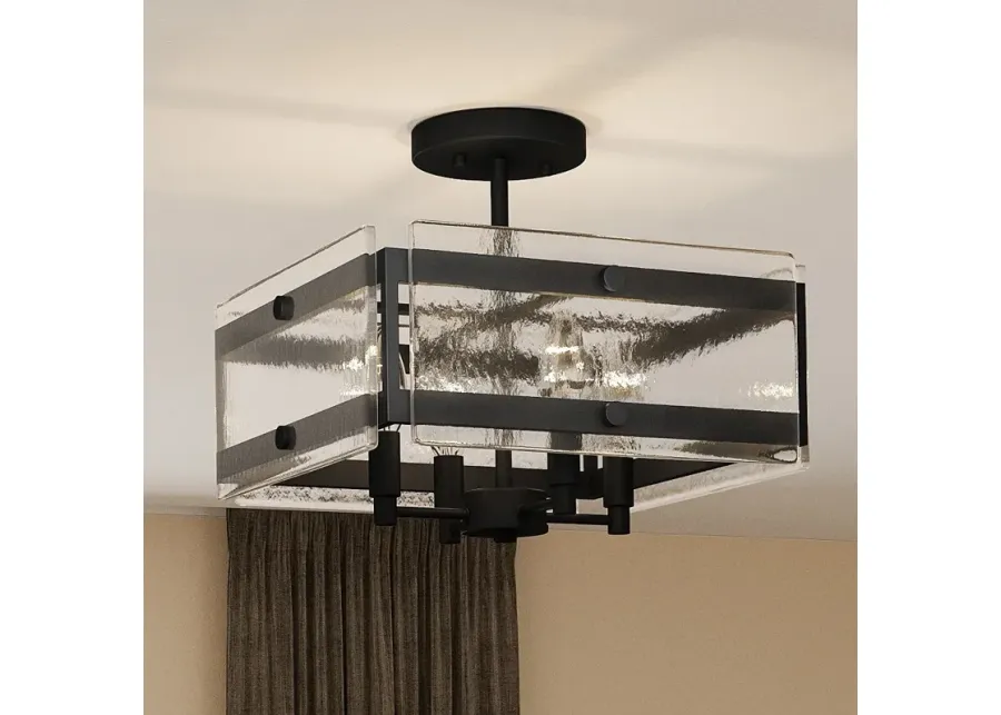 Quoizel Lancer 15" Wide 4-Light Earth Black Semi-Flush Ceiling Light