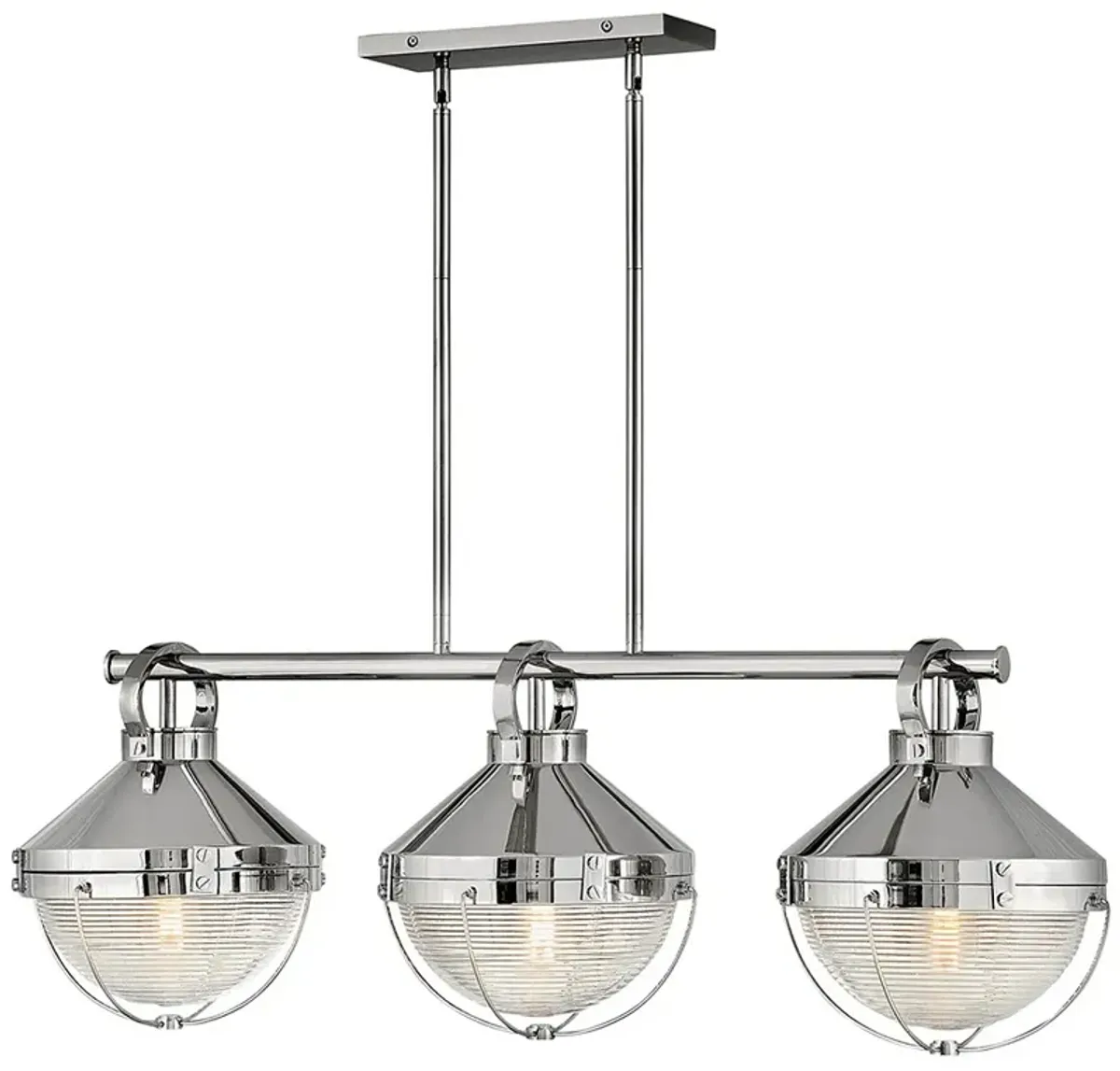 Hinkley Crew 42" Wide Polished Nickel 3-Light Linear Pendant