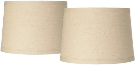 Burlap Fabric Set of 2 Drum Lamp Shades 14x16x11 (Spider)