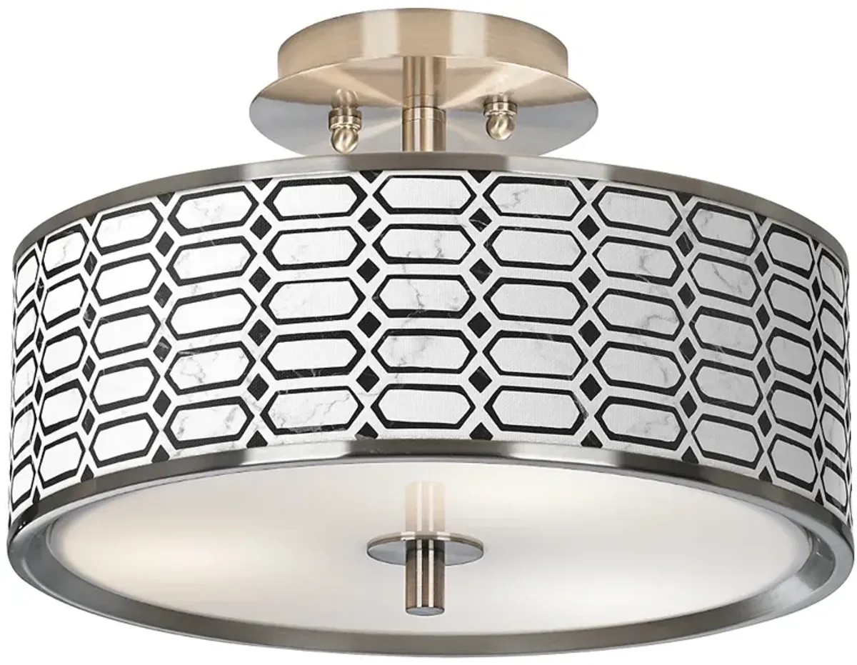 Rhombi Nickel 14" Wide Ceiling Light