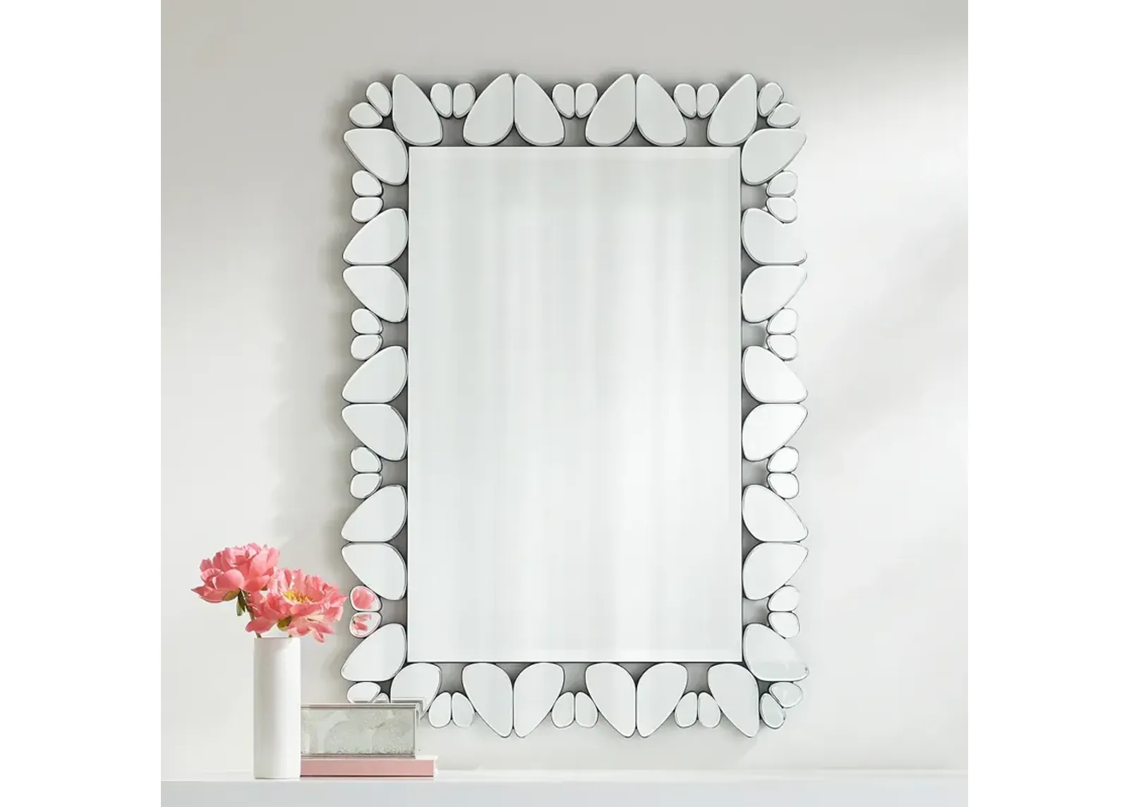 Possini Euro Veneto Cut Glass Pattern 28" x 40" Wall Mirror