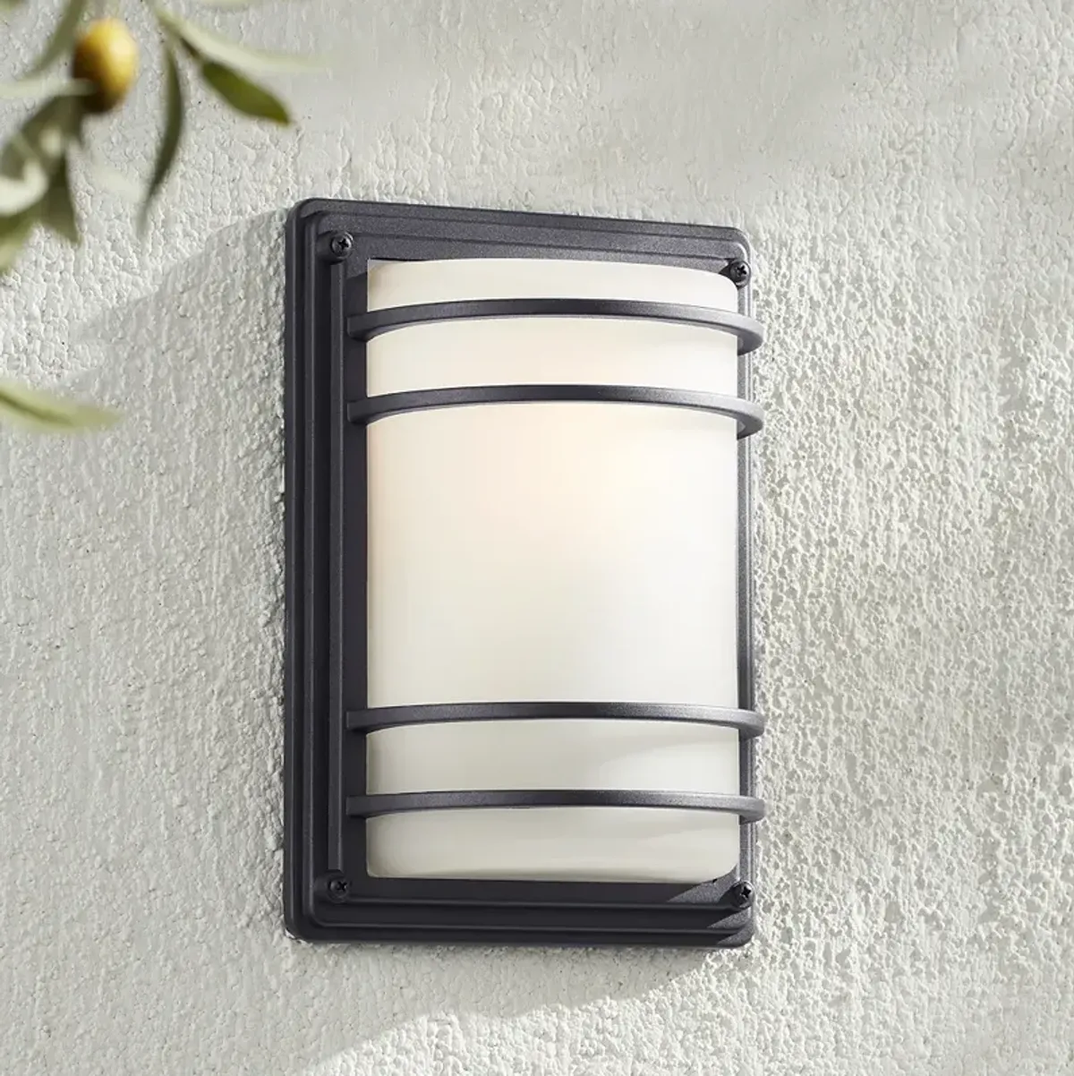 John Timberland Habitat 11" Black and Frosted Glass Outdoor Wall Light