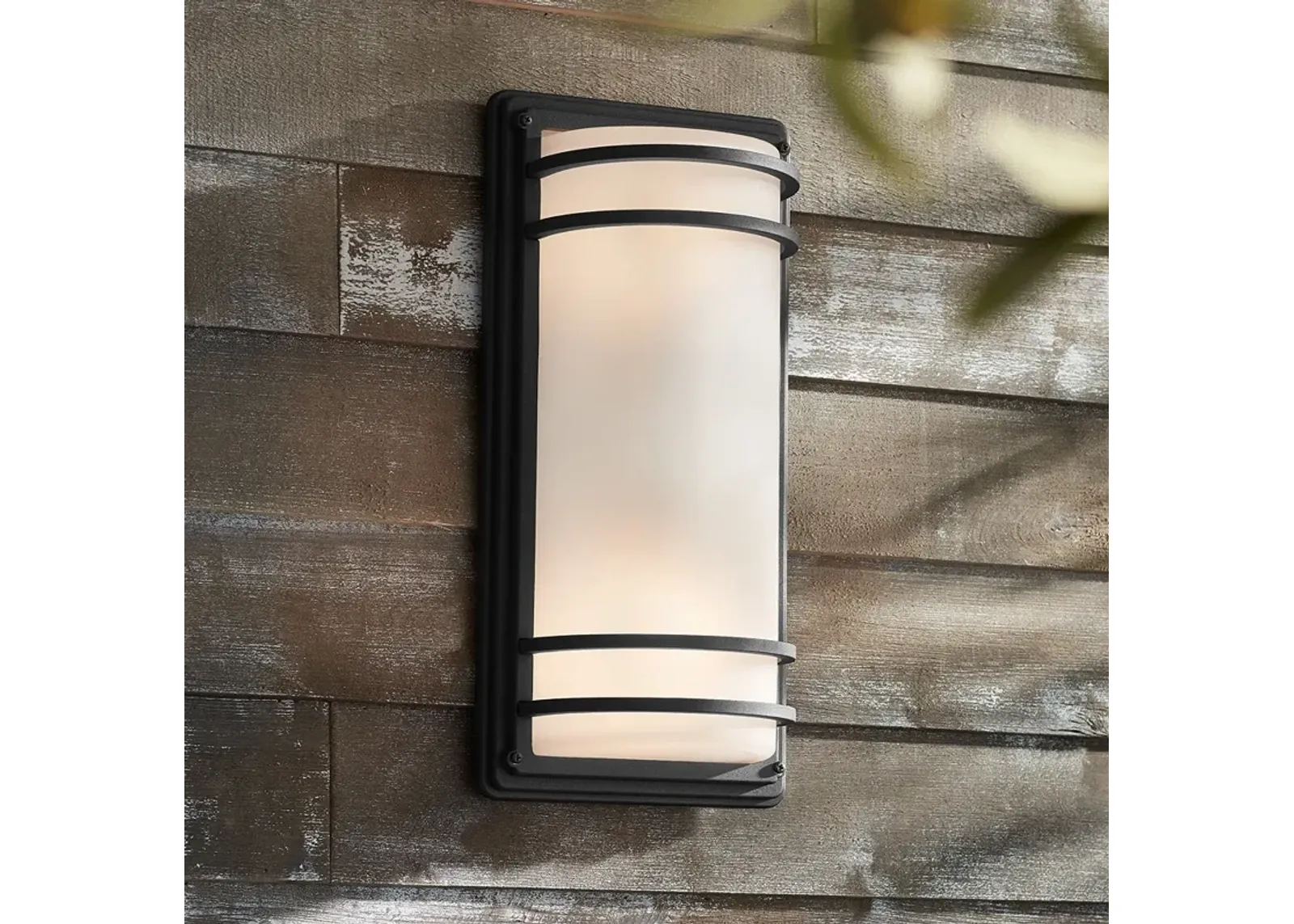 John Timberland Habitat 16" Black and Frosted Glass Outdoor Wall Light