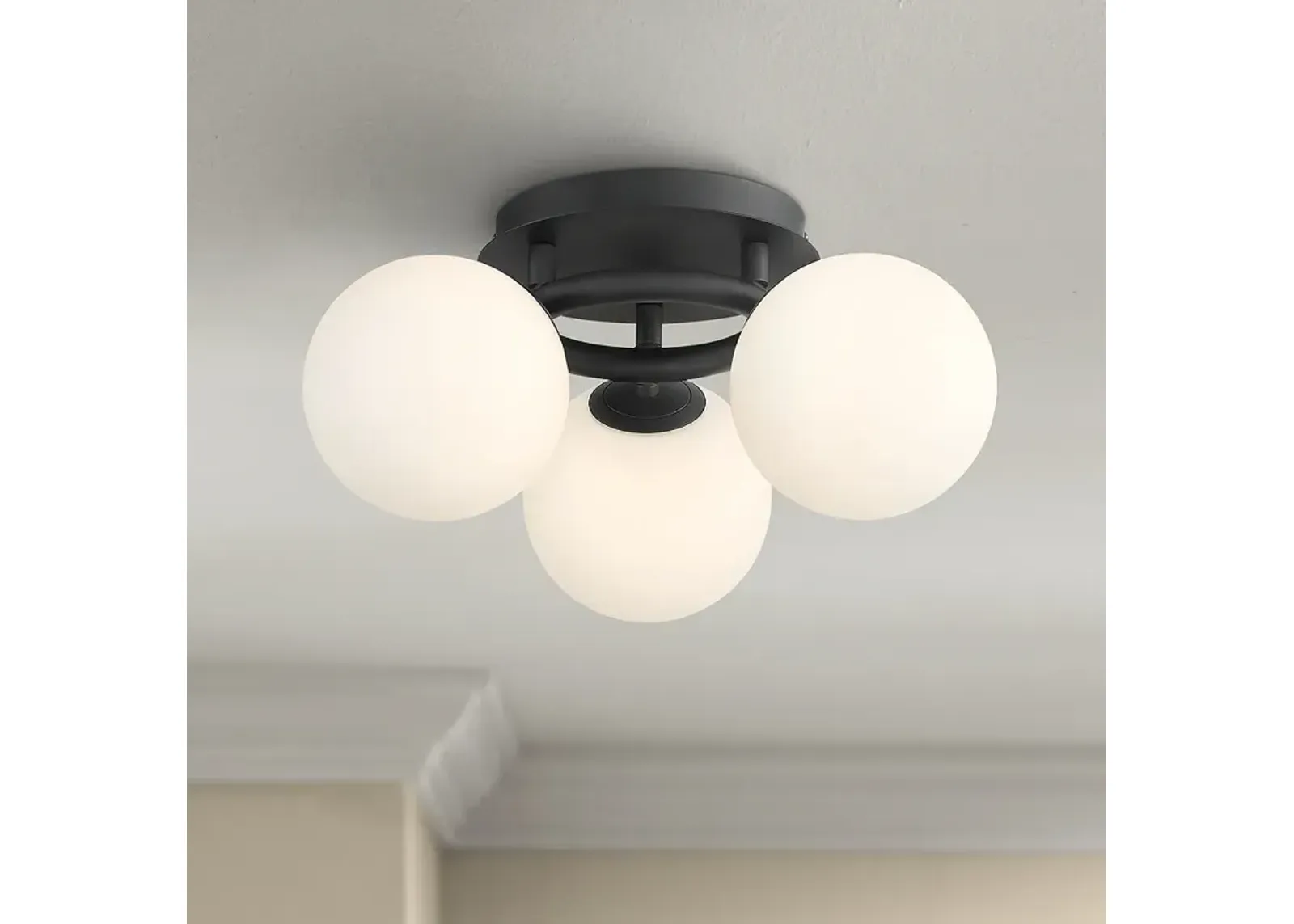 Possini Euro Jevan 18" Wide Black Finish Modern 3-Light Ceiling Light