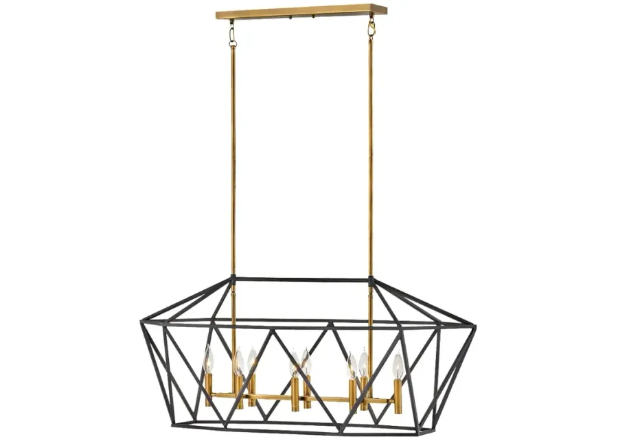 Theory 40" Wide Aged Zinc Brass 8-Light Linear Chandelier