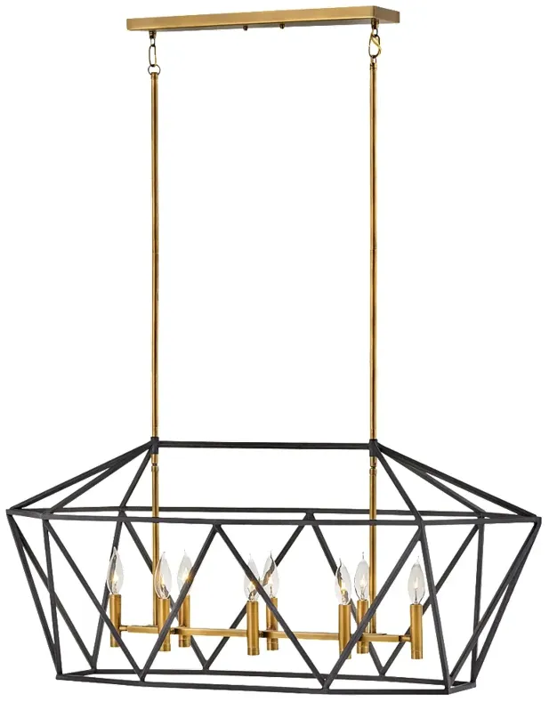 Theory 40" Wide Aged Zinc Brass 8-Light Linear Chandelier