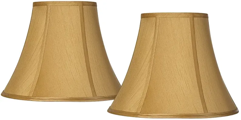 Coppery Gold Fabric Set of 2 Bell Shades 7x14x10.5 (Spider)