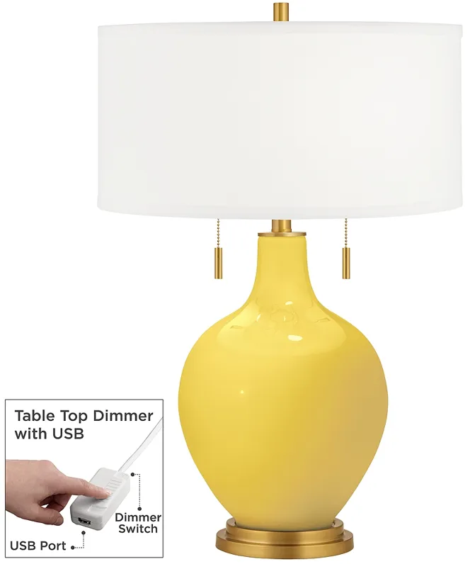 Lemon Zest Toby Brass Accents Table Lamp with Dimmer