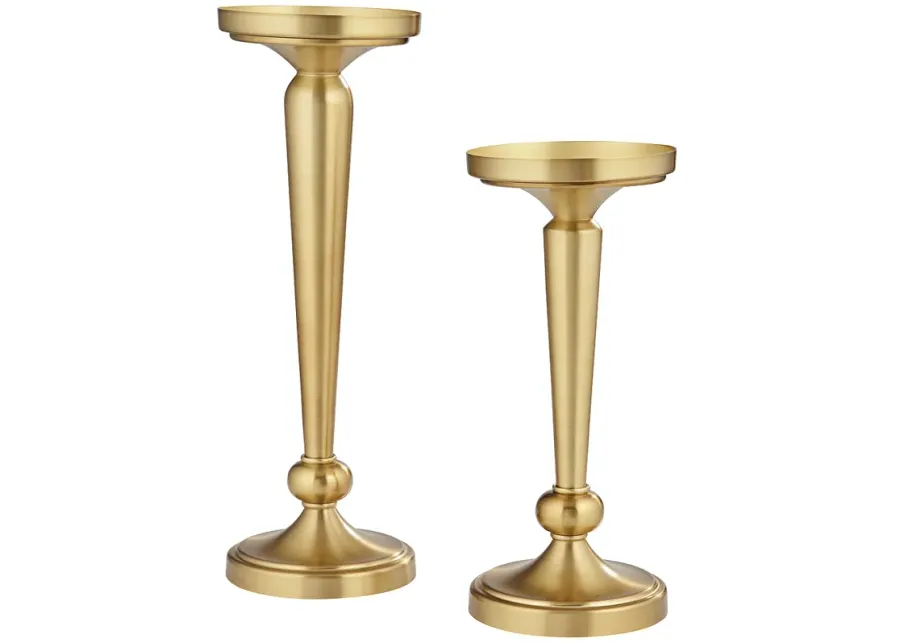 Jamison Warm Brass Metal Candle Holders Set of 2