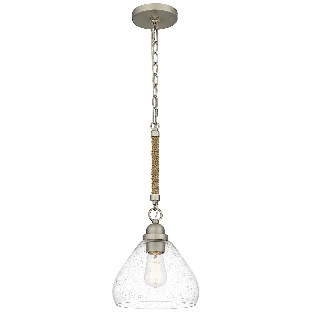 Quoizel Laughlin 9" Wide Brushed Nickel Mini Seeded Glass Pendant