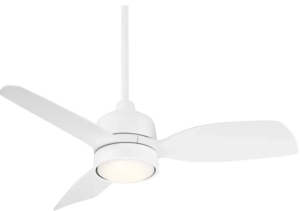 36" Casa Vieja Verdin Matte White LED Damp Ceiling Fan with Remote