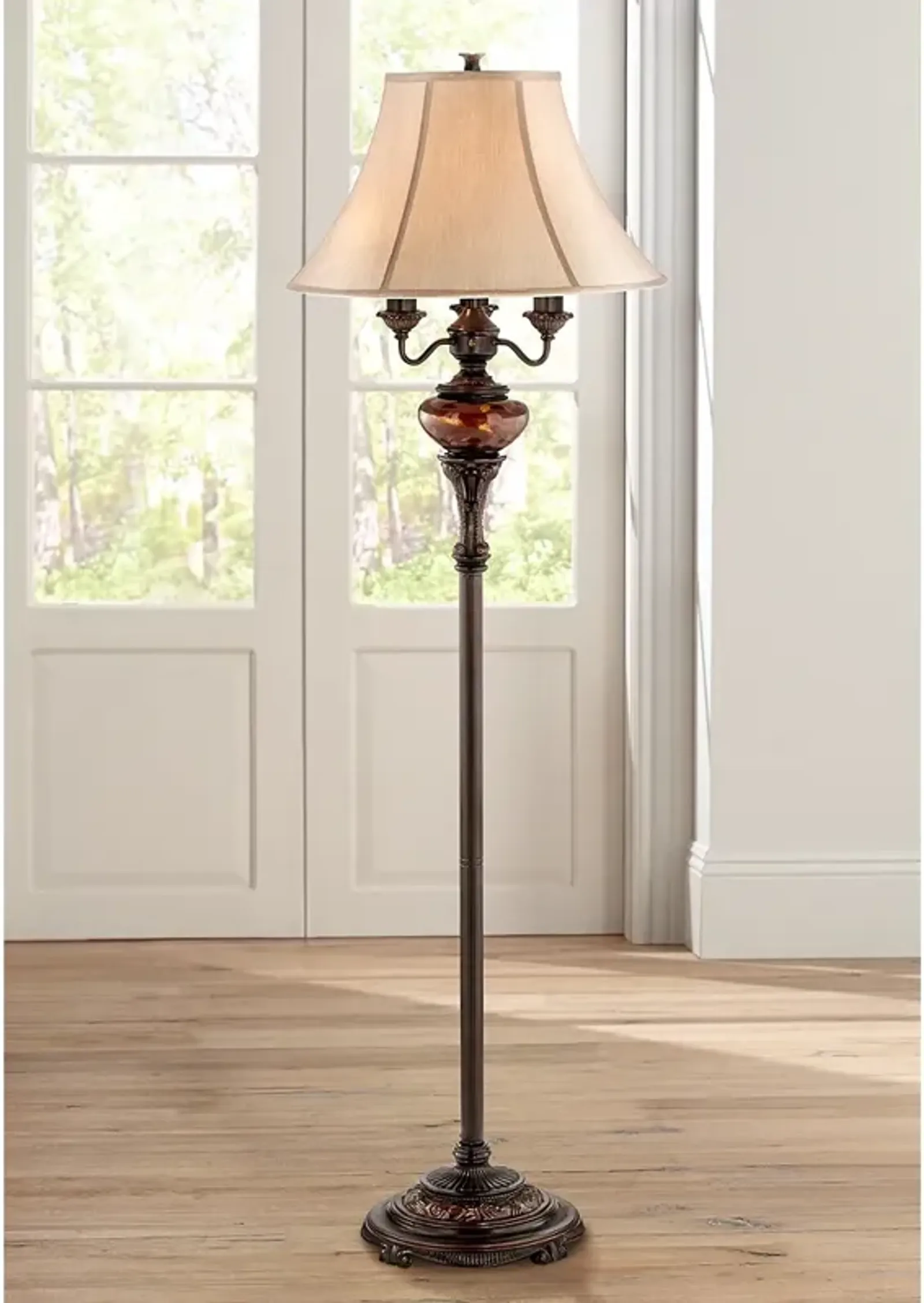 Barnes and Ivy Astor 63" High Bronze Tortoise Shell Font Floor Lamp