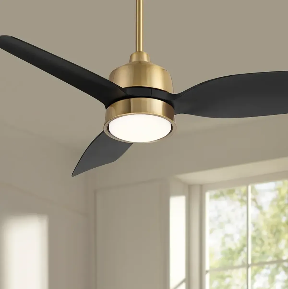 36" Casa Vieja Verdin Brass and Black LED Damp Ceiling Fan with Remote