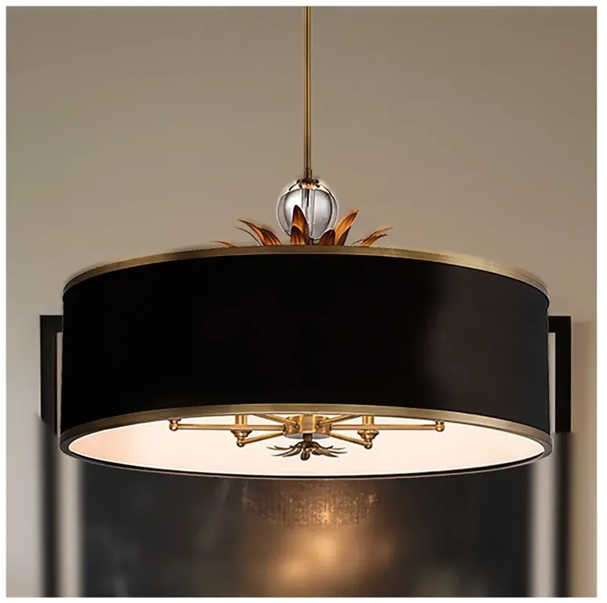 Minka-Lavery Caprio 6-Light Natural Brushed Brass Pendant and Black