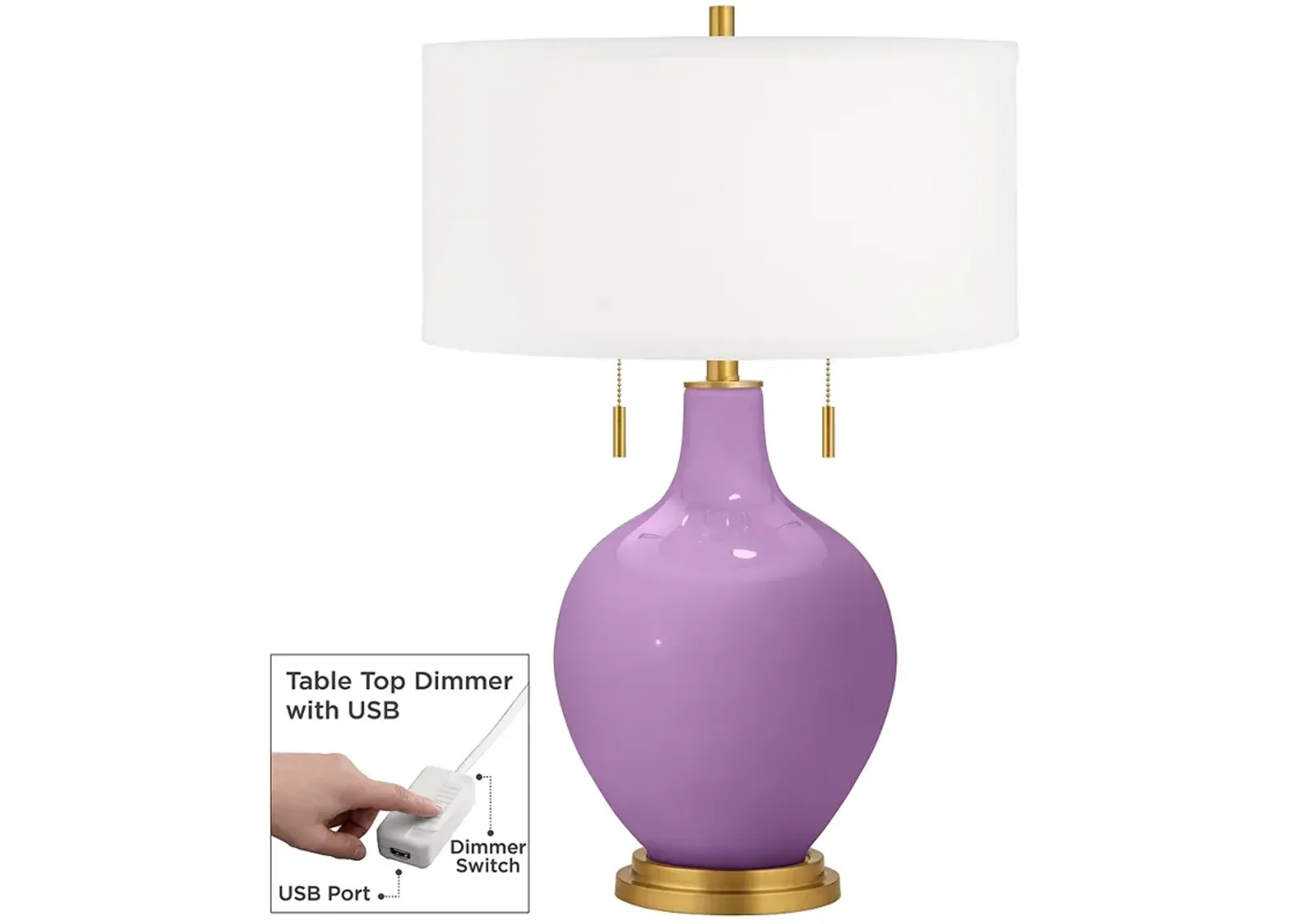 African Violet Toby Brass Accents Table Lamp with Dimmer