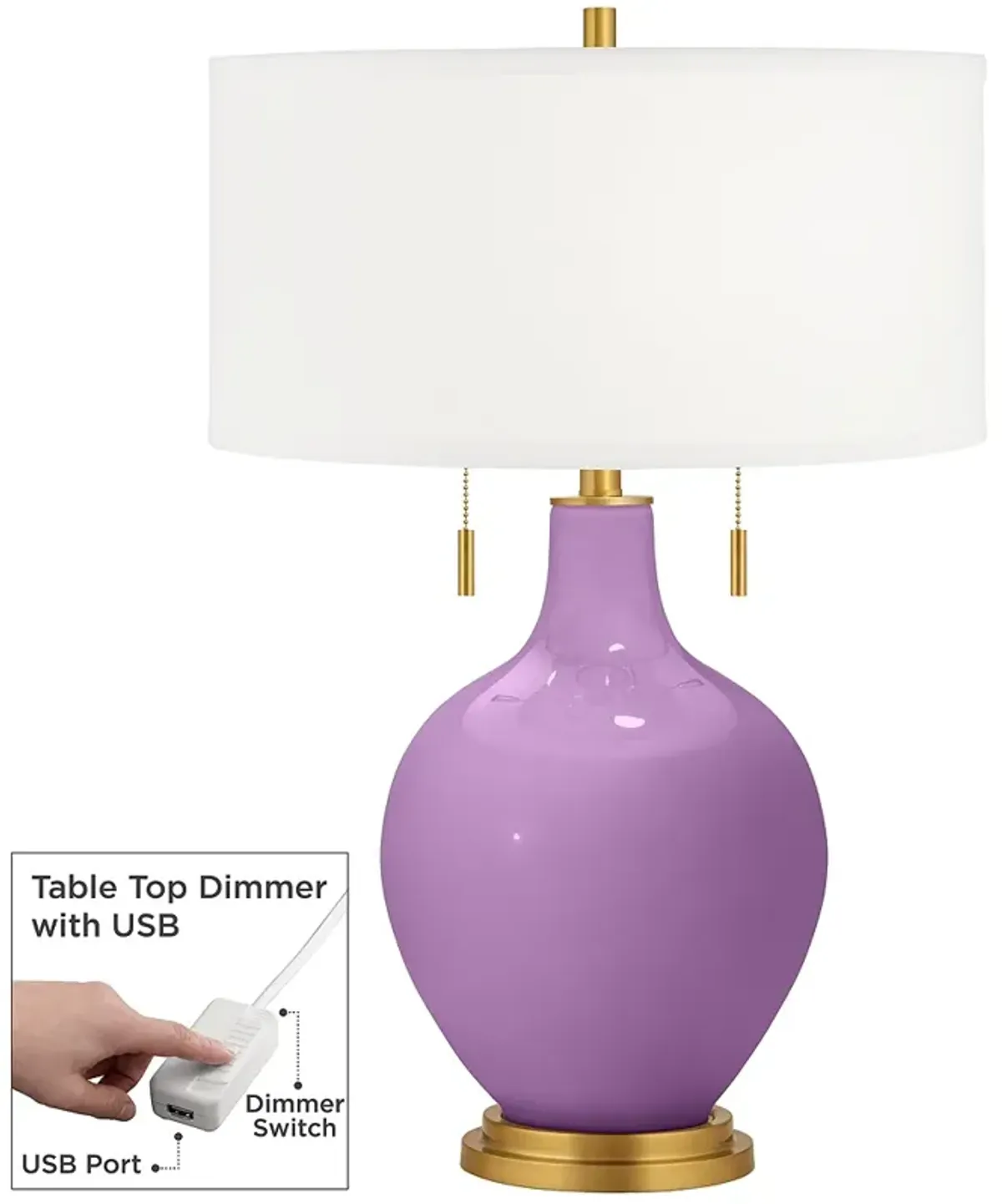 African Violet Toby Brass Accents Table Lamp with Dimmer