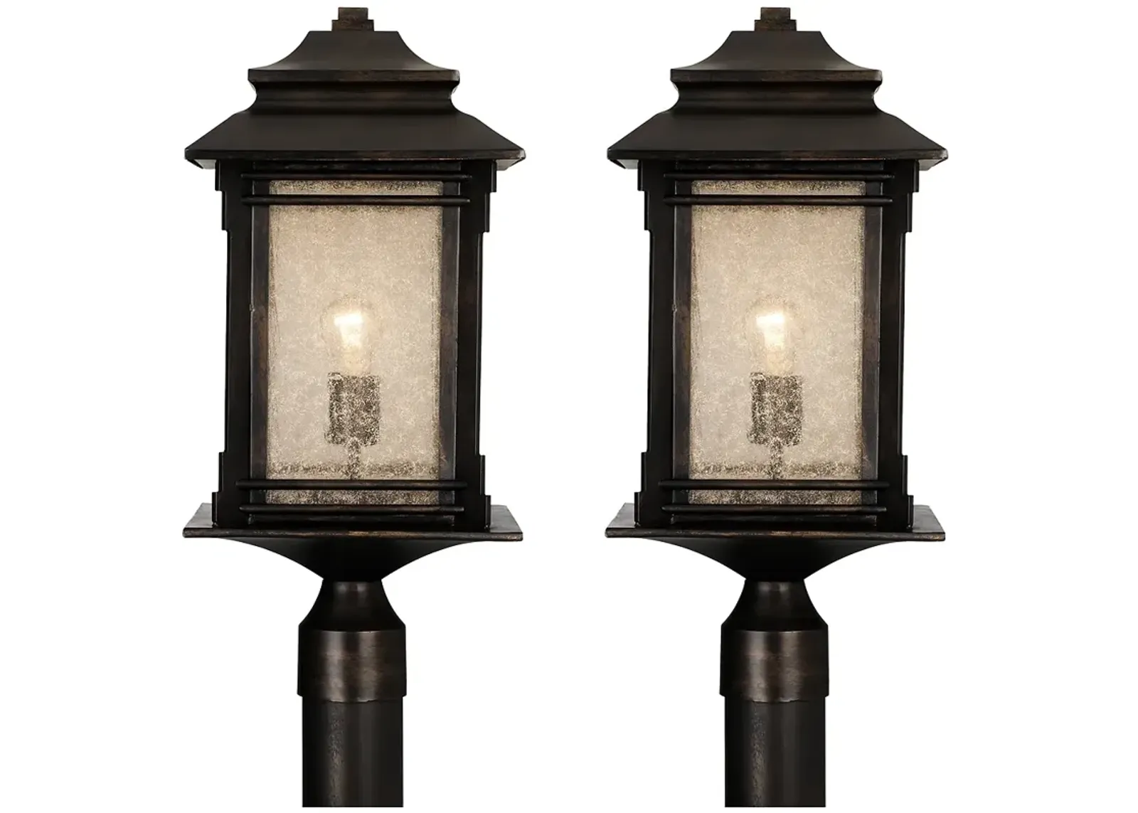 Franklin Iron Works Hickory Point 21 1/2" Outdoor Post Lights Set of 2