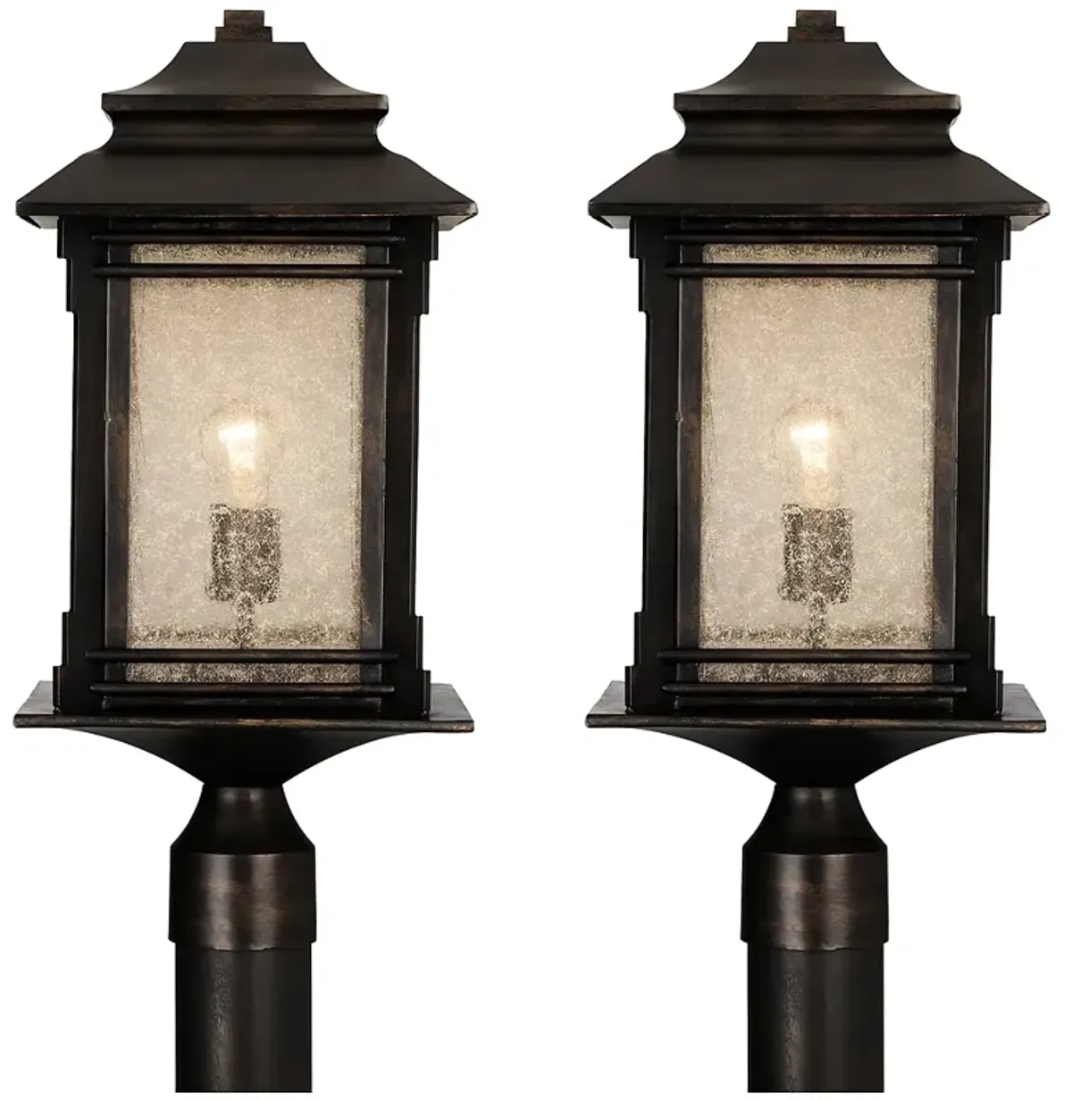 Franklin Iron Works Hickory Point 21 1/2" Outdoor Post Lights Set of 2