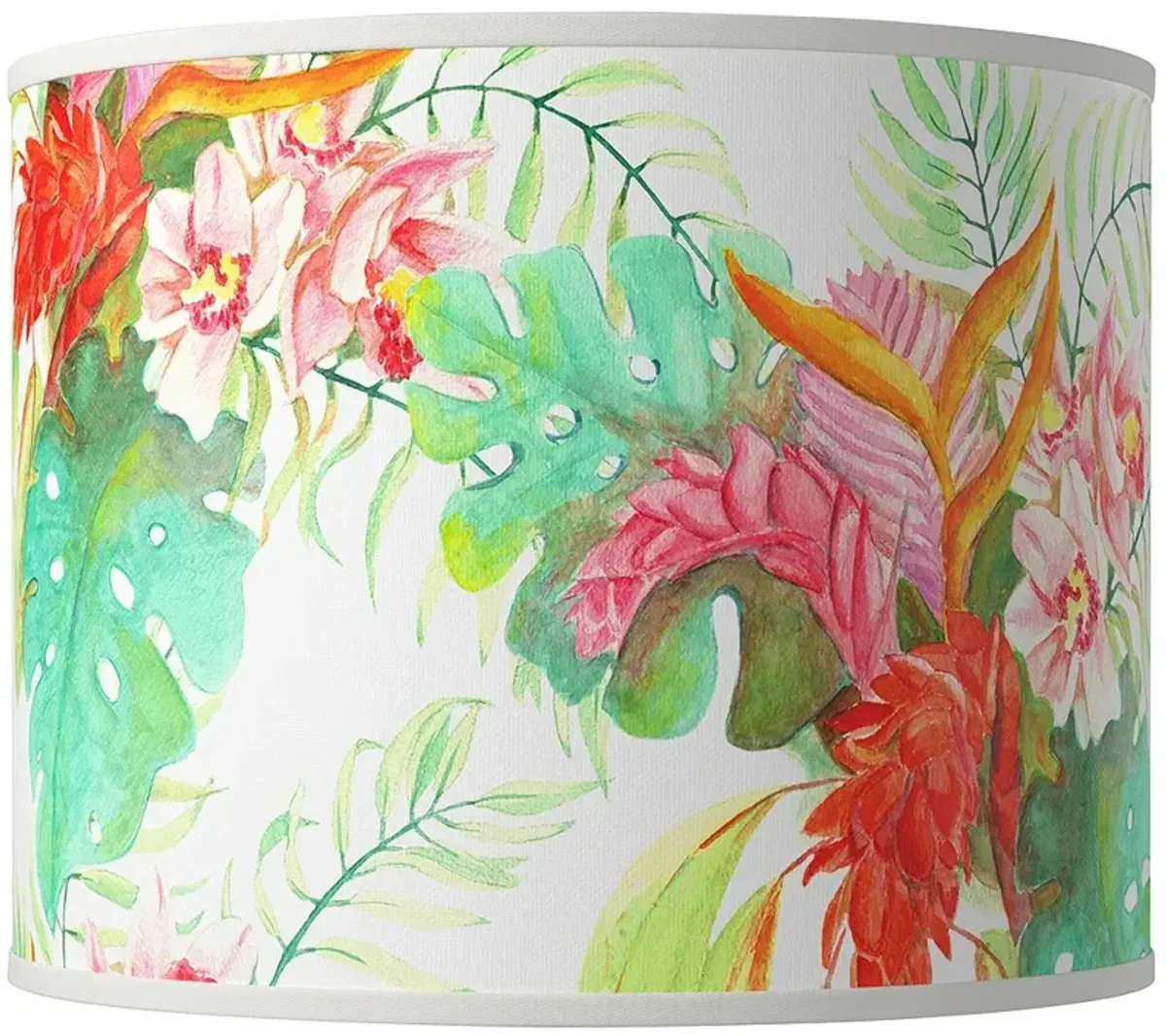 Island Floral Pattern Giclee Round Drum Lamp Shade 14x14x11 (Spider)