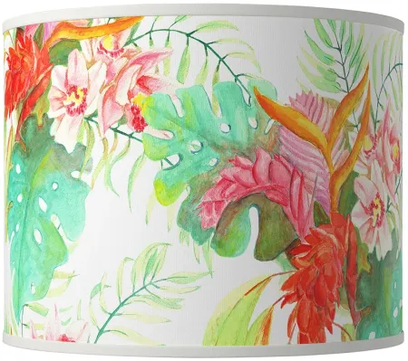 Island Floral Pattern Giclee Round Drum Lamp Shade 14x14x11 (Spider)