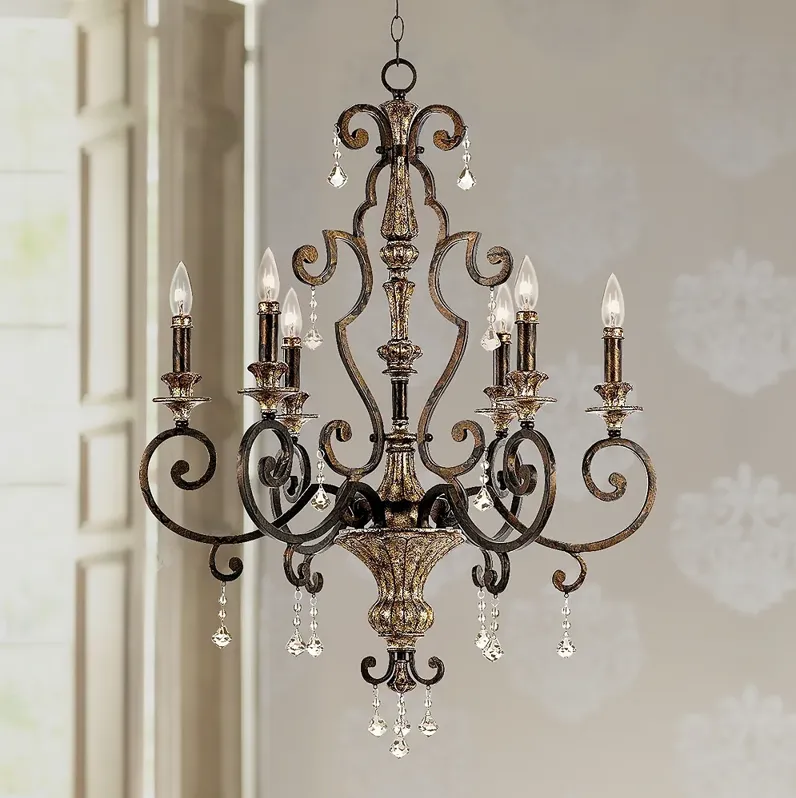 Quoizel Marquette 28" Wide Six Light Bronze Traditional Chandelier