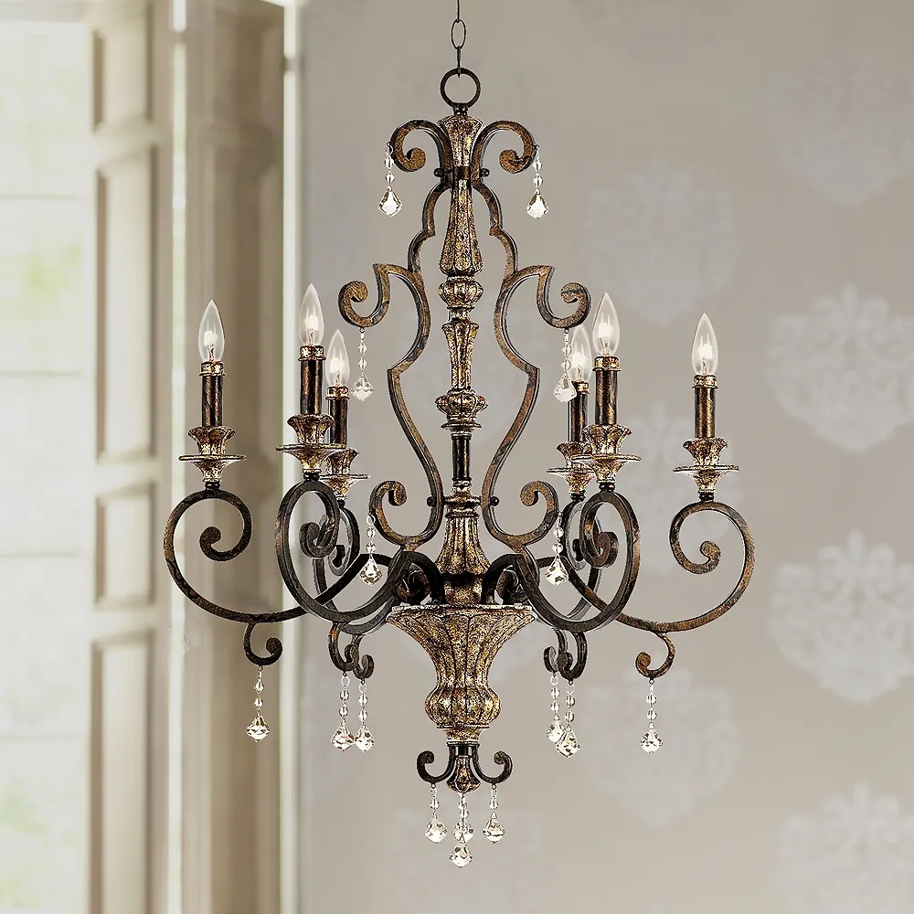 Quoizel Marquette 28" Wide Six Light Bronze Traditional Chandelier