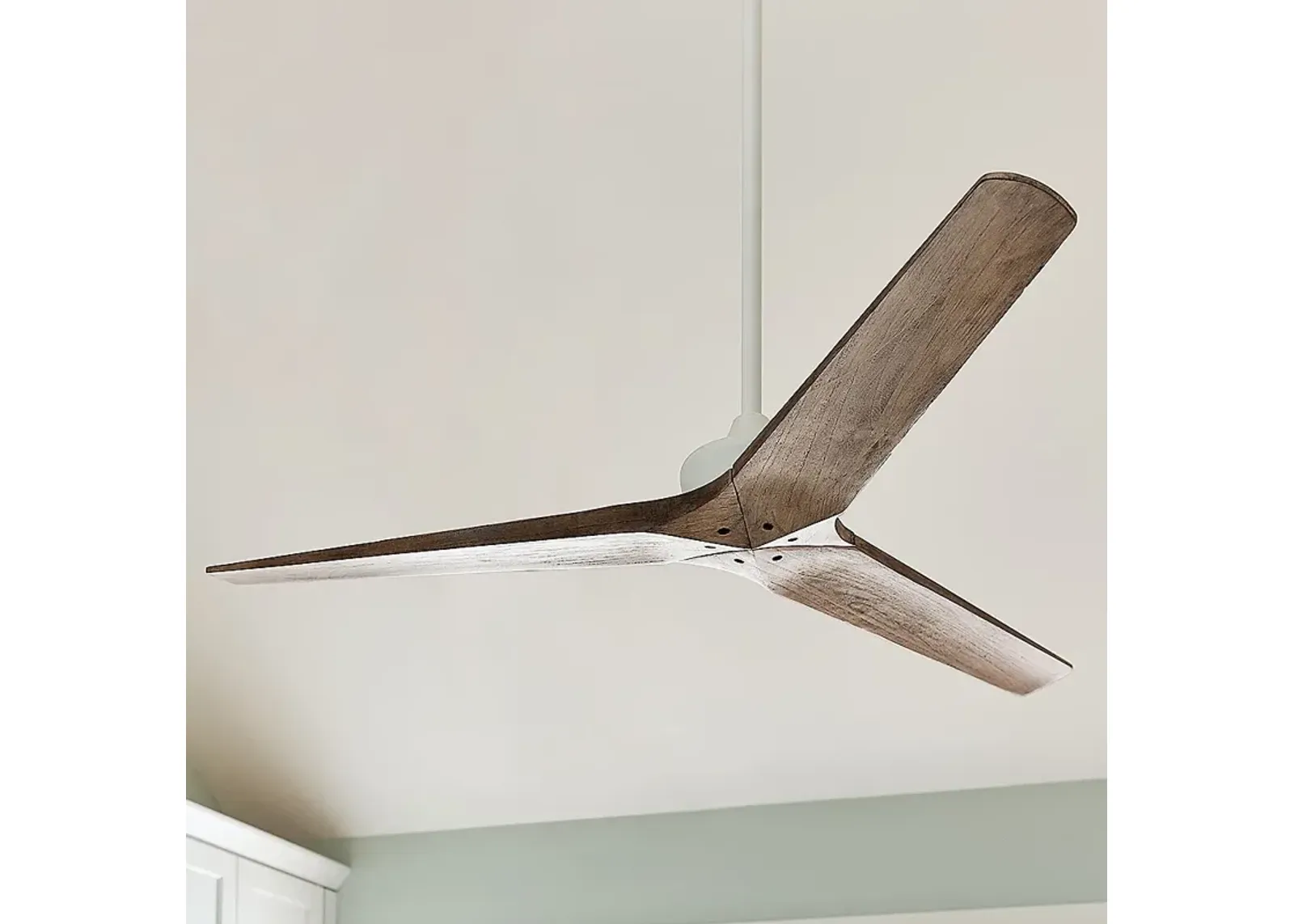 44" Hinkley Chisel Matte White and Wood Damp Rated Smart Ceiling Fan