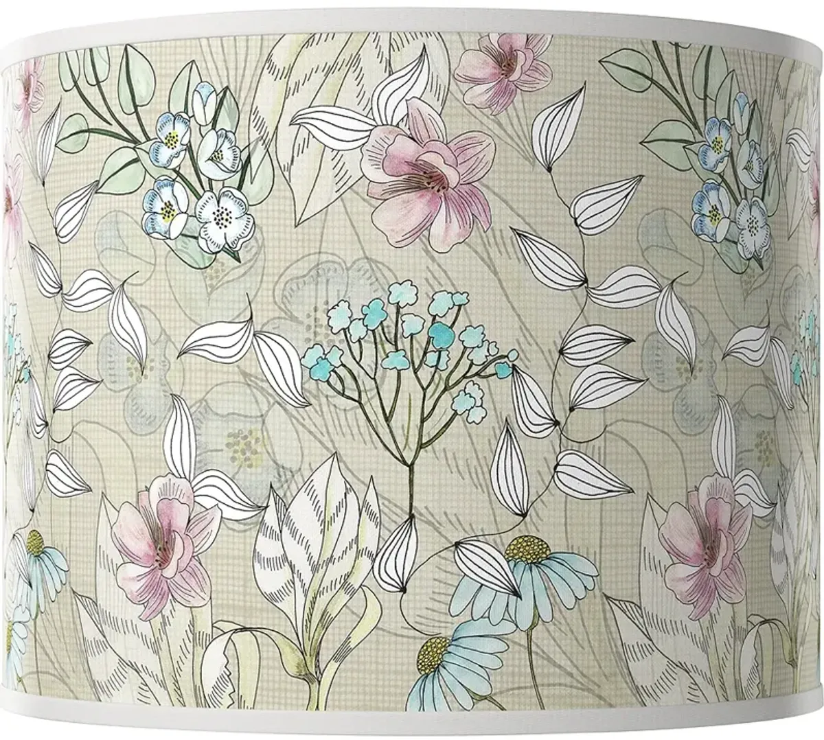 Botanical White Giclee Round Drum Lamp Shade 14x14x11 (Spider)