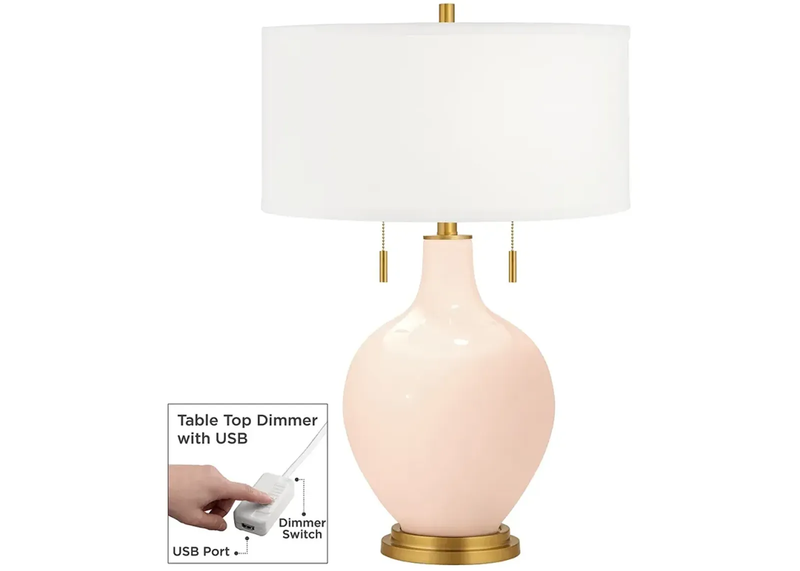 Linen Toby Brass Accents Table Lamp with Dimmer