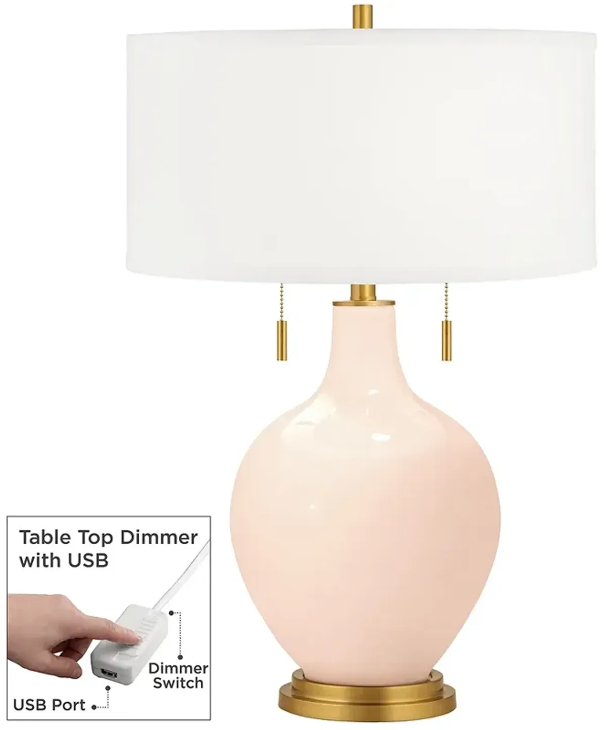 Linen Toby Brass Accents Table Lamp with Dimmer