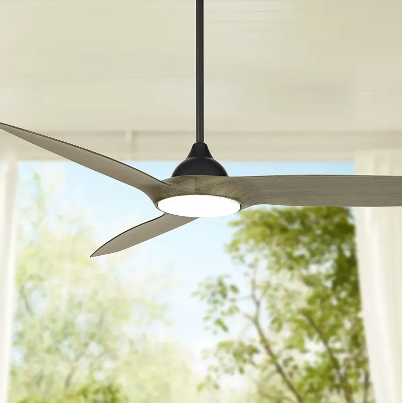 56" Casa Vieja Olympia Breeze Matte Black LED Ceiling Fan with Remote