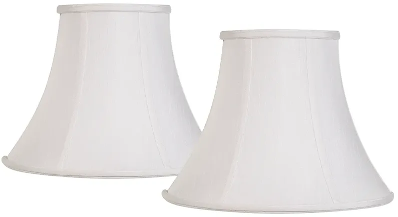 White Fabric Set of 2 Bell Lamp Shades 7x14x11 (Spider)