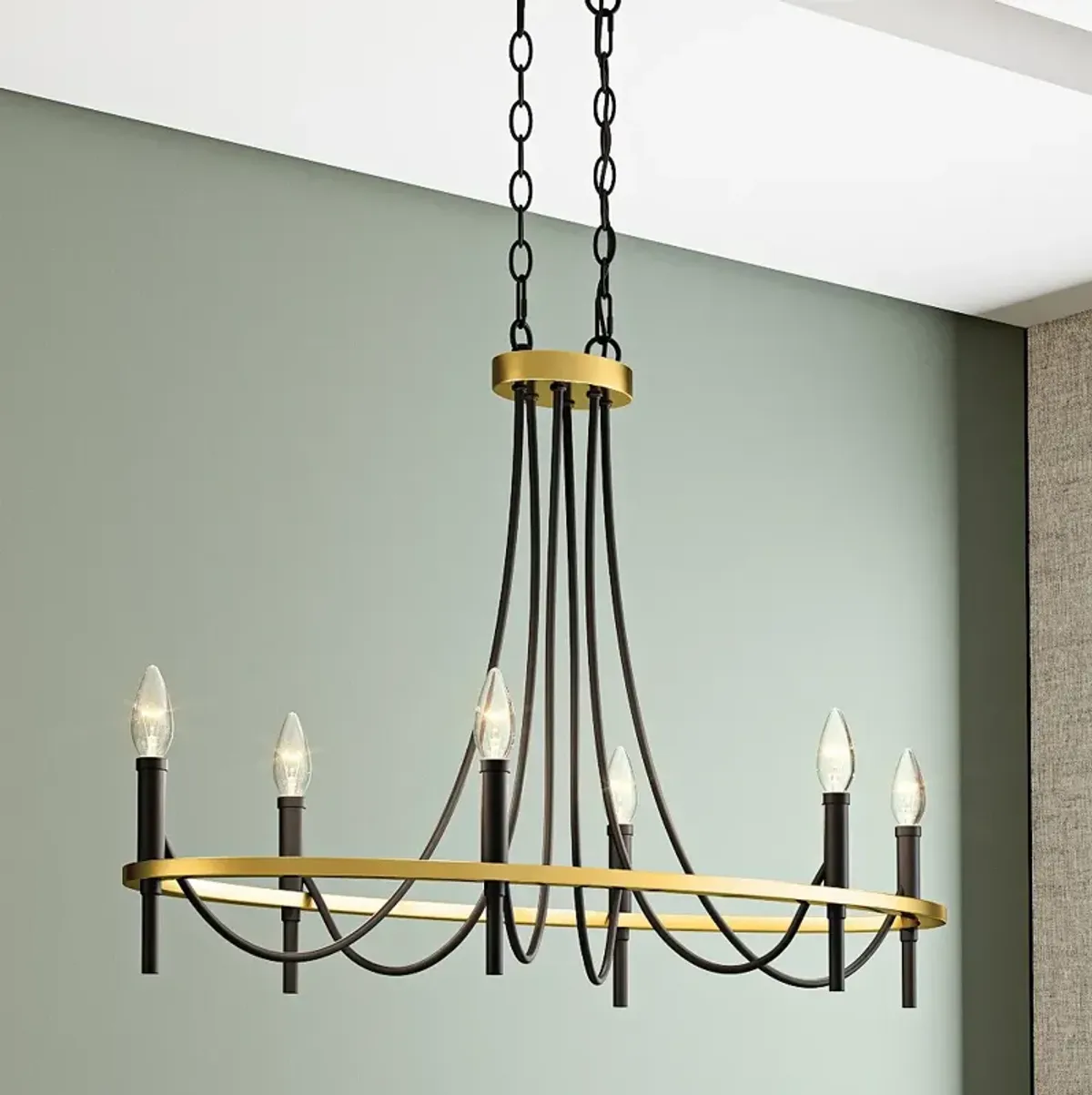 Quoizel Legare 36"W Matte Black 6-Light Island Chandelier