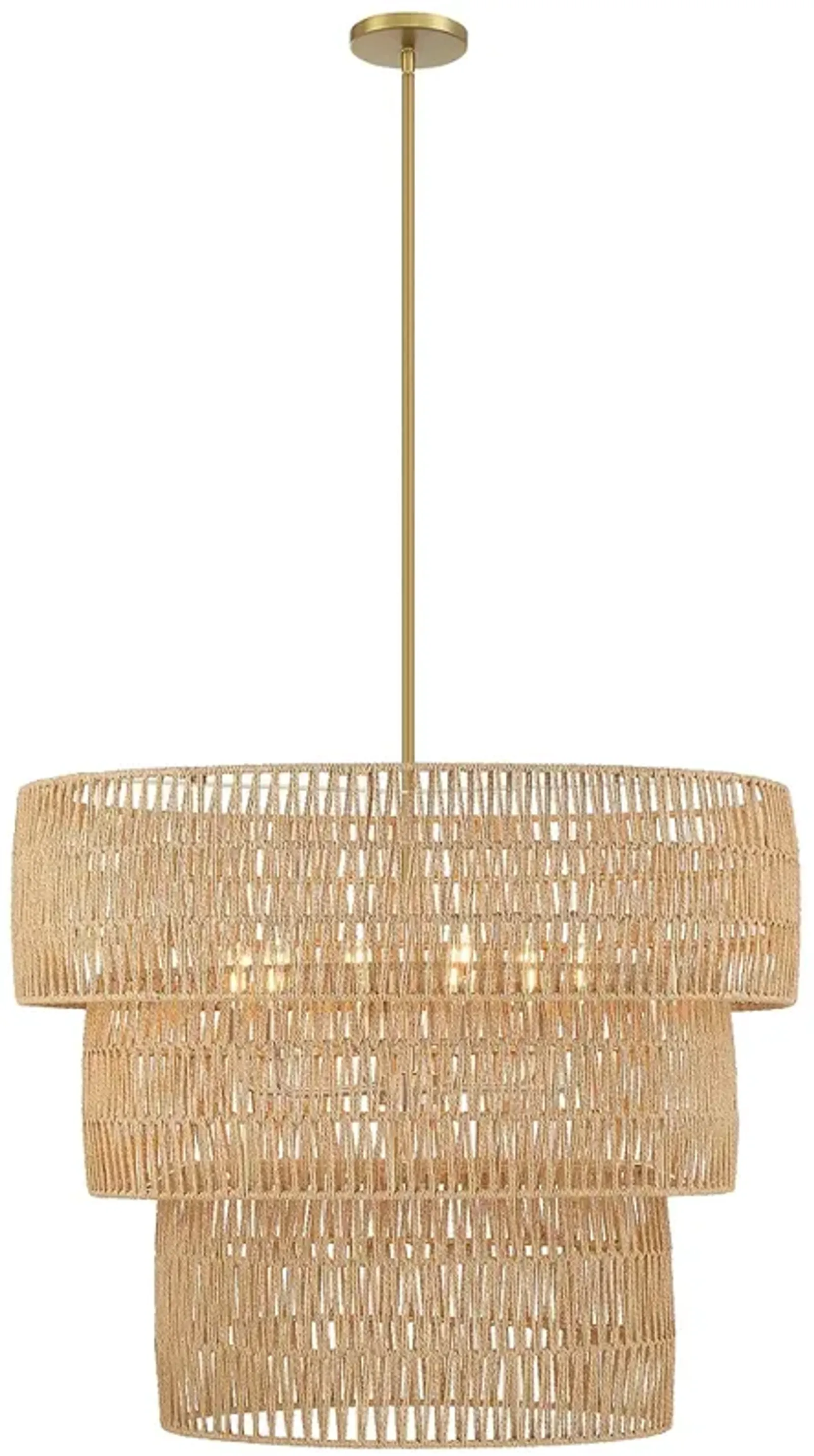 Minka Bungalow Heaven 32" Brass Papyrus Rope 6-Light Coastal Pendant