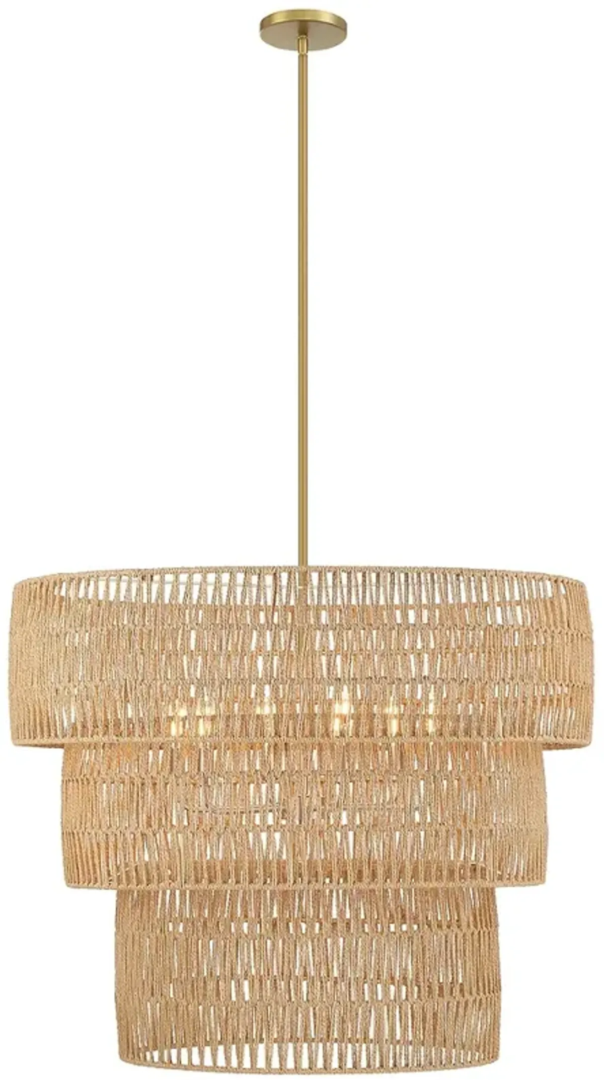 Minka Bungalow Heaven 32" Brass Papyrus Rope 6-Light Coastal Pendant