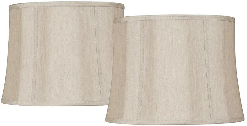 Taupe Fabric Set of 2 Drum Lamp Shades 14x16x12x12 (Spider)