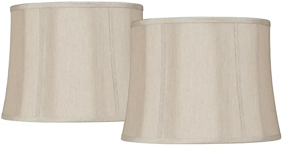 Taupe Fabric Set of 2 Drum Lamp Shades 14x16x12x12 (Spider)