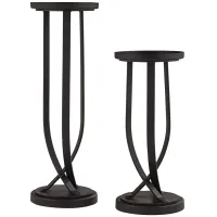 Emerson Black Curve Body Metal Candle Holders Set of 2