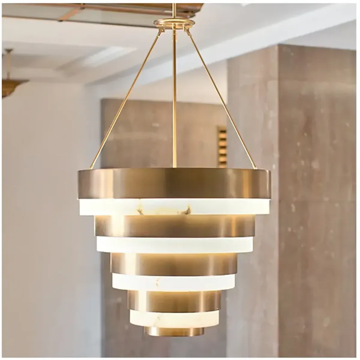 Echelon 27 1/4" Wide Brass 8-Light Multi-Tier Chandelier