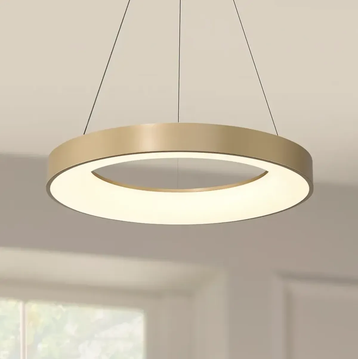 Possini Euro Cafferty 23 1/2" Wide Sanded Gold LED Ring Pendant Light