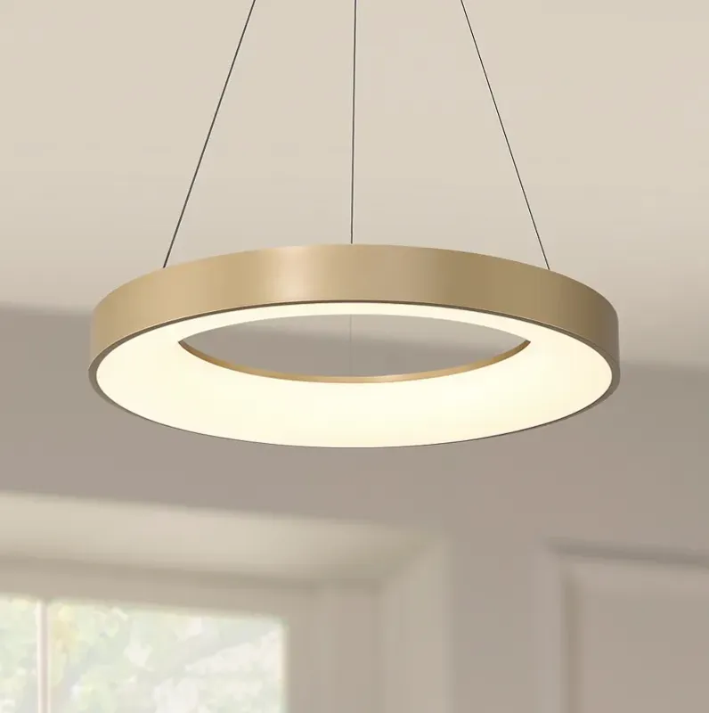 Possini Euro Cafferty 23 1/2" Wide Sanded Gold LED Ring Pendant Light