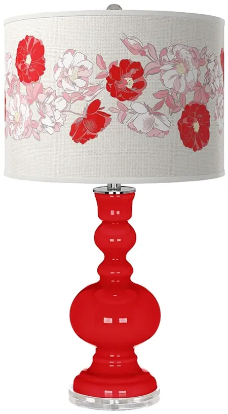 Bright Red Rose Bouquet Apothecary Table Lamp