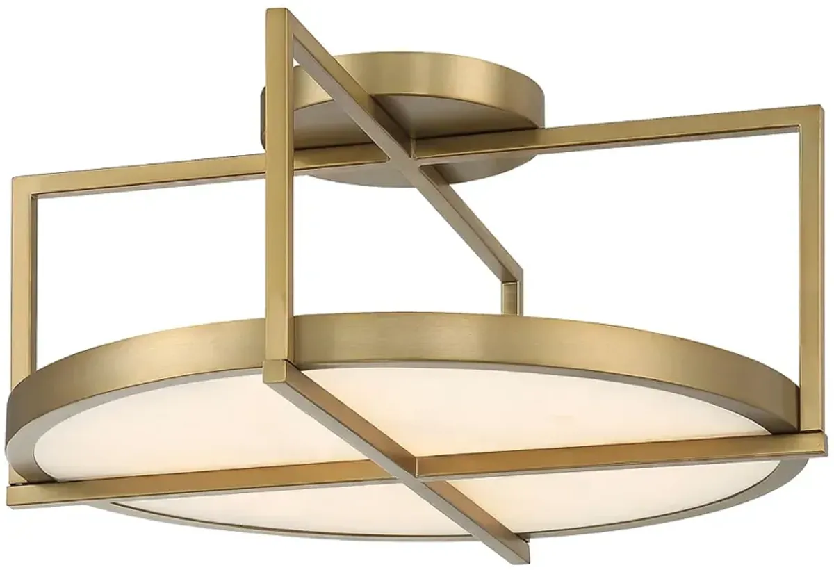 Minka-Lavery Boada 18" Soft Brass Semi Flush Mount with White Faux