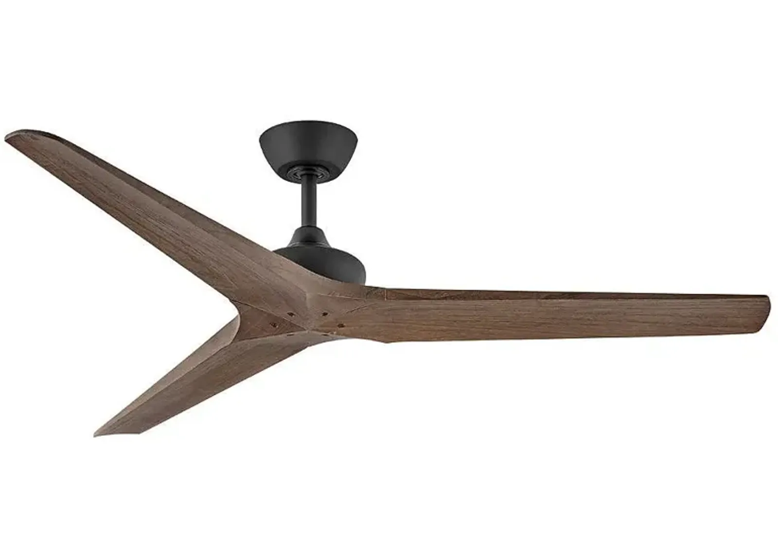 60" Hinkley Chisel Matte Black and Wood Damp Rated Smart Ceiling Fan