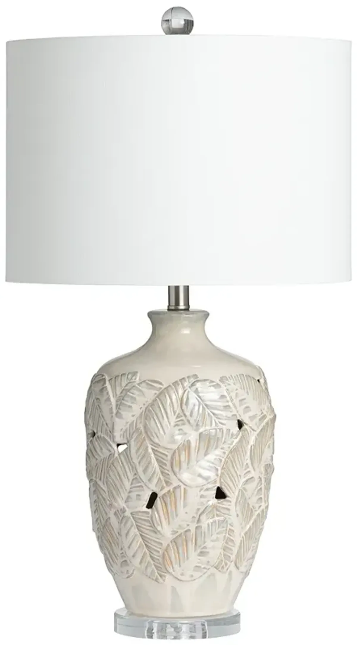 Crestview Tropical Leaf 29" Coastal White Ceramic Table Lamp