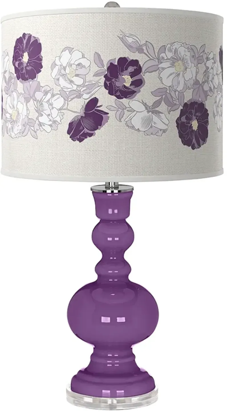 Passionate Purple Rose Bouquet Apothecary Table Lamp