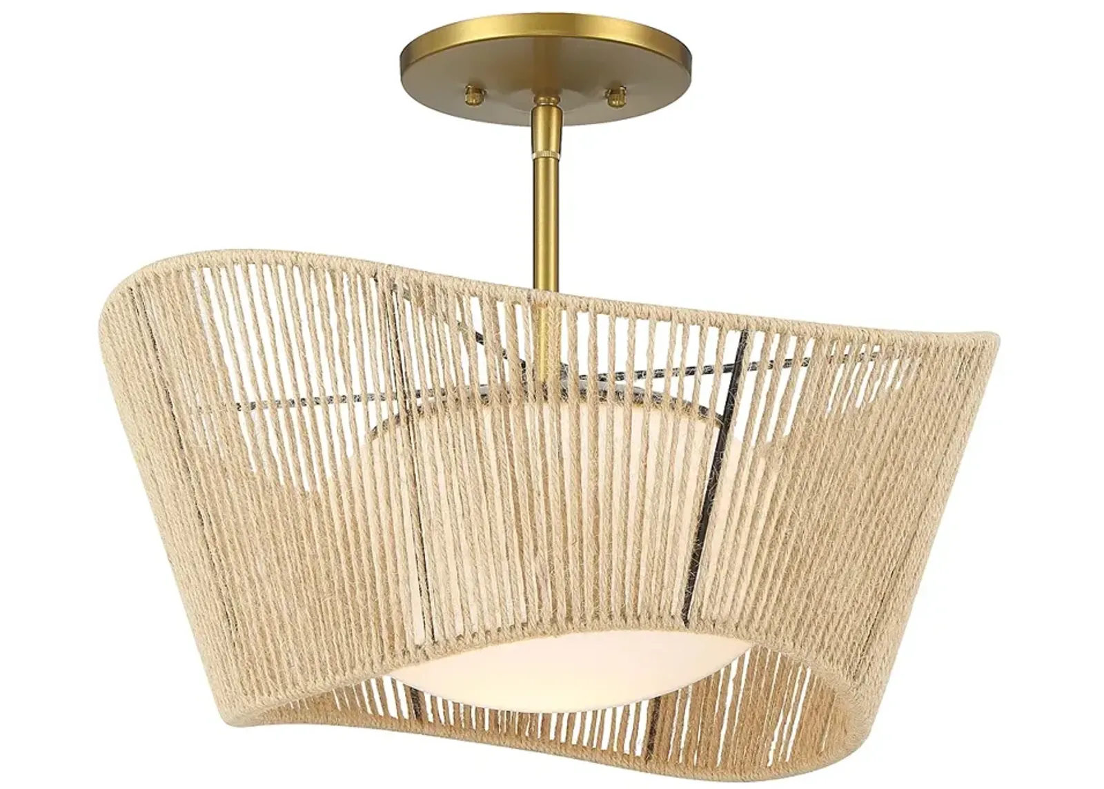 Minka-Lavery Key Largo Soft Brass Semi Flush Mount with Etched Opal Glass